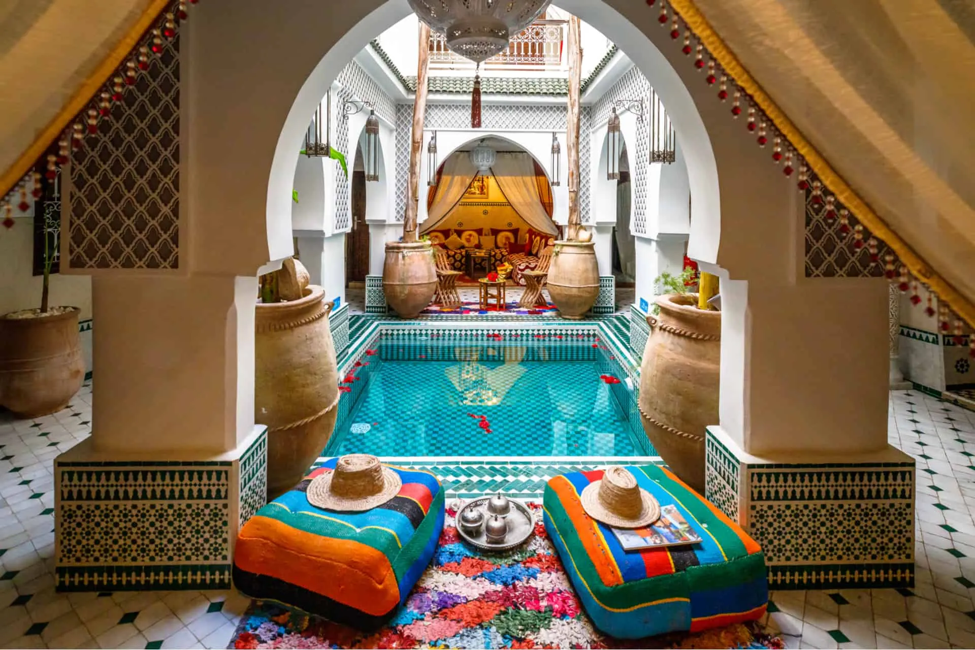 Riad courtyard pool in Marrakech